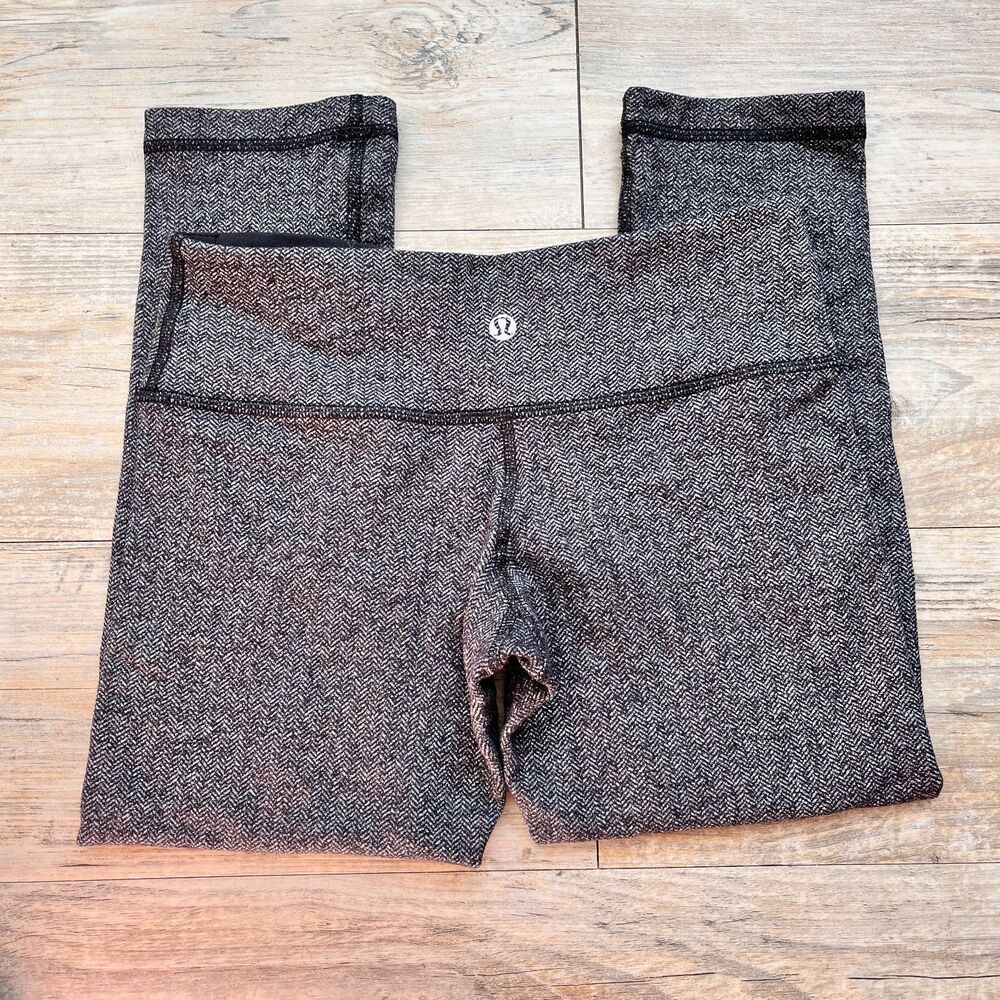 Lululemon Wunder Under Crop Capri Herringbone Gray Leggings Size 4 Athleisure